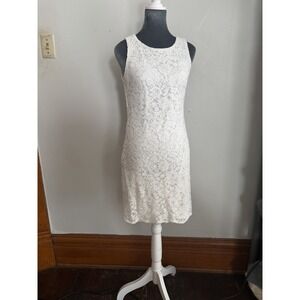 Lauren Ralph Lauren Fitted Lace Shift White Minimalist Wedding Dinner Dress 6.